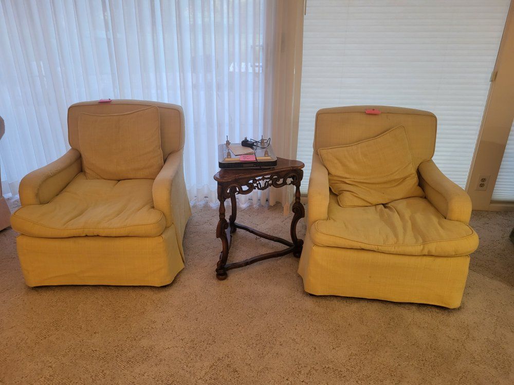 yellow silk chairs
