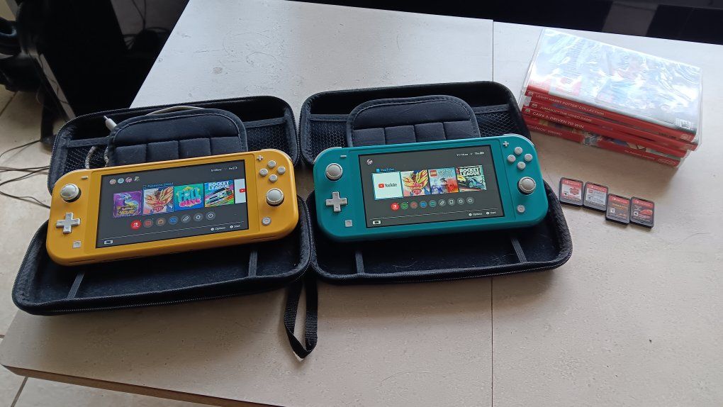 Nintendo Switch Lite Console Bundle - Yellow & Turquoise, 2 Consoles + Games