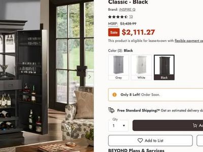 FREE DELIVERY NEW Mervin Bar Wine Storage Cabinet with Lock