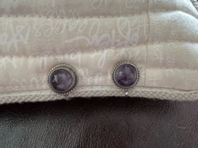 1930's Silver From Mexico Amethyst Earrings -Antique/Vintage