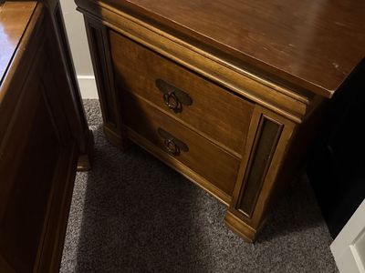Traditional Wood Bedroom Furniture Set - Dresser, Nightstand, and Queen Size Bed Frame