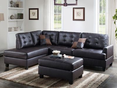 NEW Leather SECTIONAL with OTTOMAN & PILLOWS - NEW IN BOX