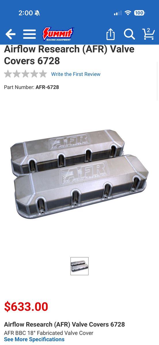 AFR 6728 Valve Covers – 18° Big Block Chevy