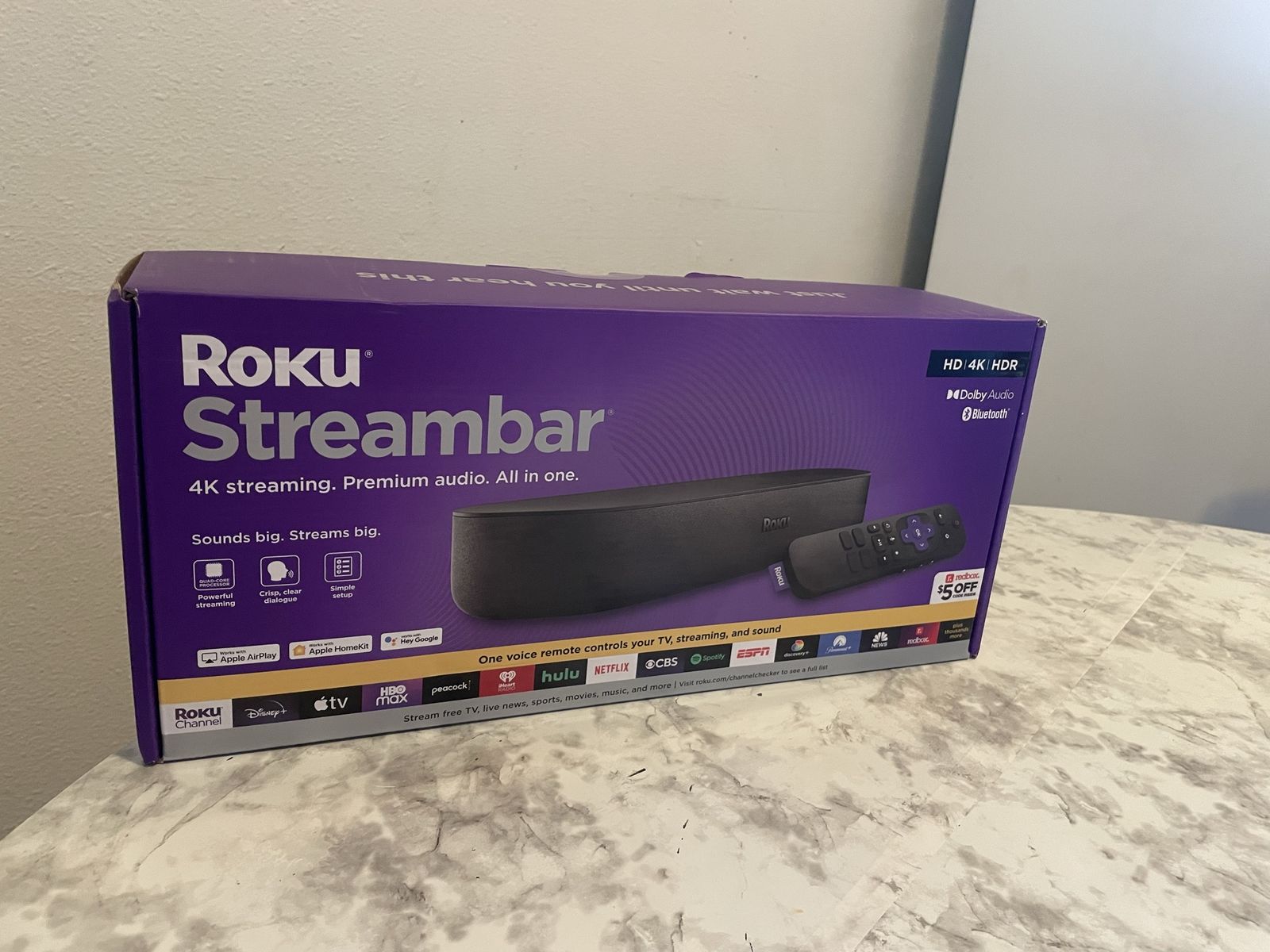 Roku Streambar 4K HDR Streaming Media Player & Premium Audio All-in-One