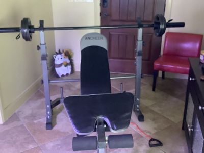 Weight Bench With Olympic Bar And Weights