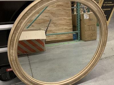 Kate and Laurel Mansell 28 in. x 28 in. Classic Round Framed Brown Wall Accent Mirror