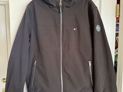 Mens Large Tommy Hilfiger Zip Front Hooded Coat