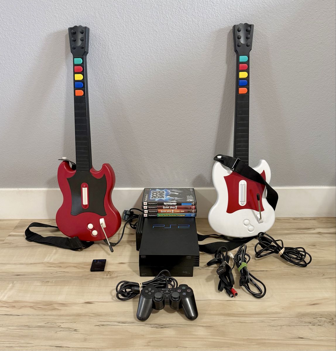 PS2 Guitars & Console Bundle