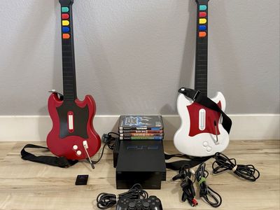 PS2 Guitars & Console Bundle
