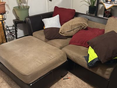 Comfy Brown couch with ottoman