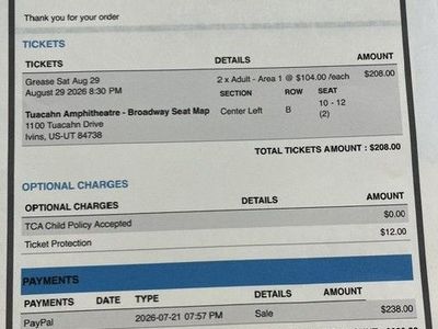 2 Tickets for Tuacahn - Grease - Saturday, August 29th $100 for 2 tickets