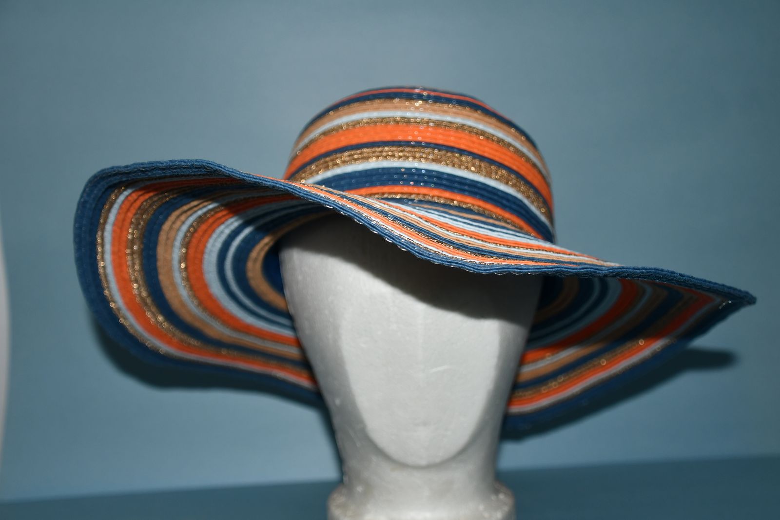 SUMMER SUN HAT ~ BRIGHT & COLORFUL ~ ONE SIZE ~ BRIM LENGTH 4" ~ A LITTLE SPARKLE ~ CUTE & CLEAN!