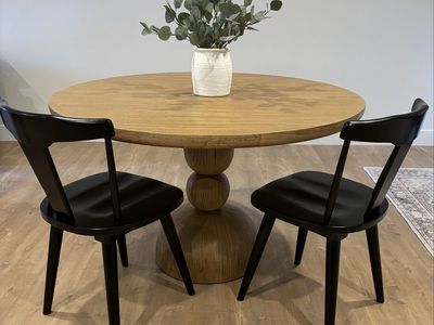 Black Wood Dining Chairs Set of 2 - Mid Century Wishbone Style, Like New in Excellent Condition!