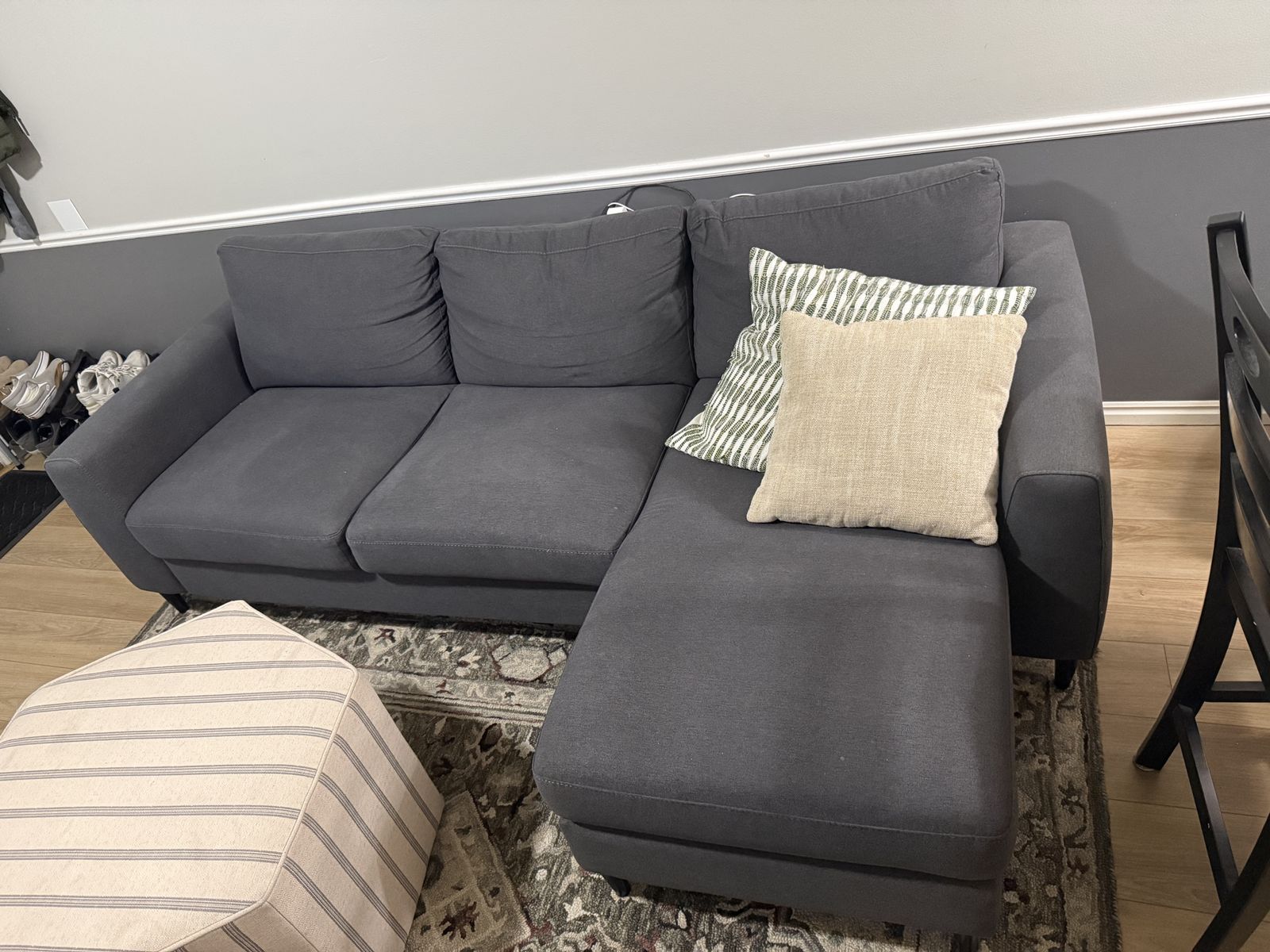 Sectional Couch, Love Seat, and Ottoman