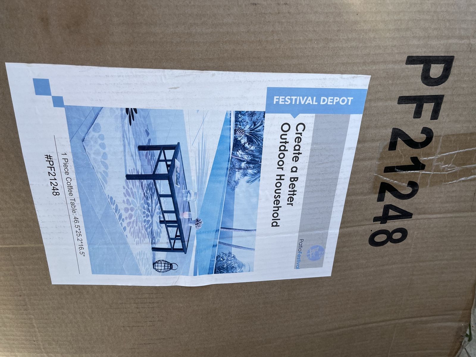 PatioFestival Festival Depot Outdoor Coffee Table 46.5" x 25.2" - New in Box #PF21248