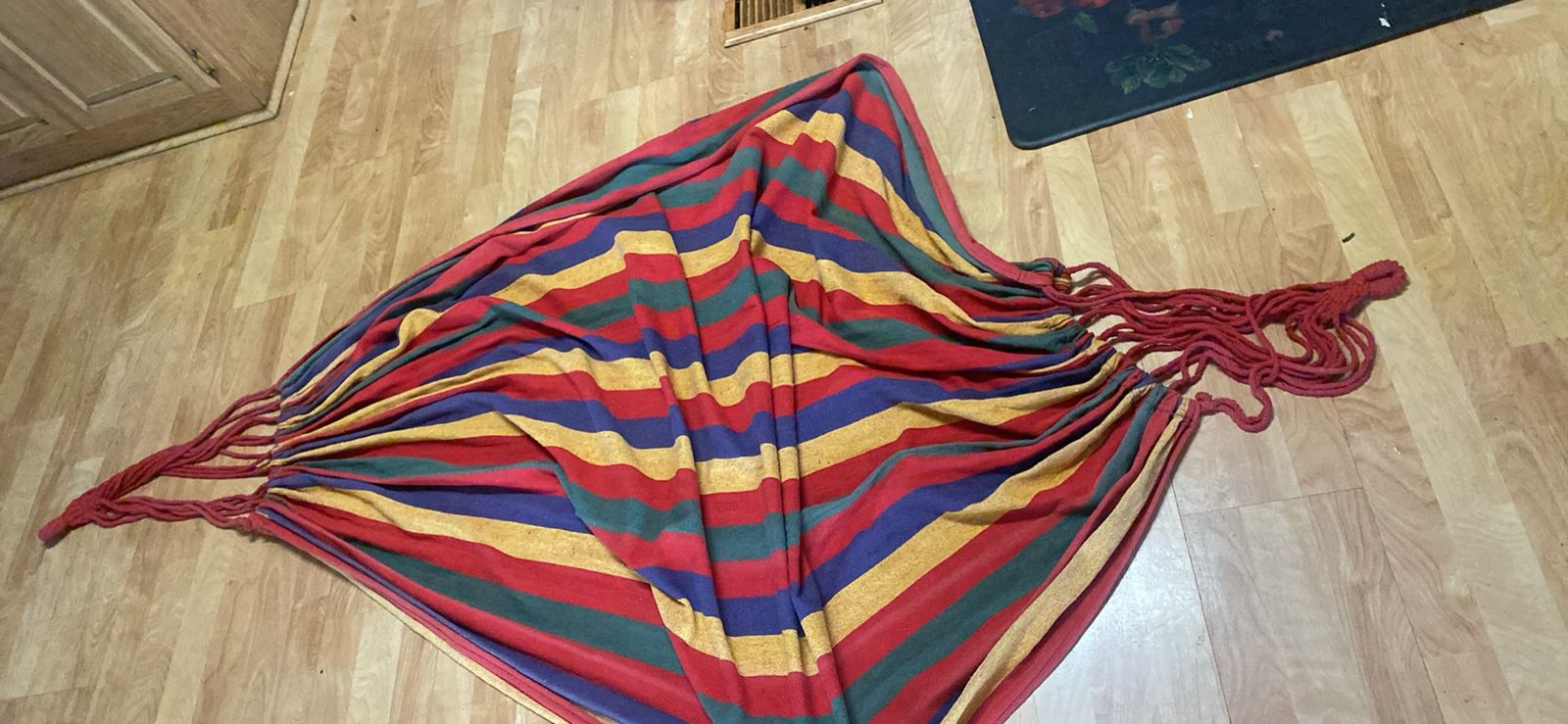 New.  HAMMOCK Colorful Striped Fabric Hammock - Red, Yellow, Blue, Green Outdoor/Indoor Relaxing Hammock 58. “. Long  in Ogden