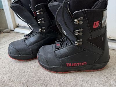 Burton Black and Red Snowboard Boots Size 8