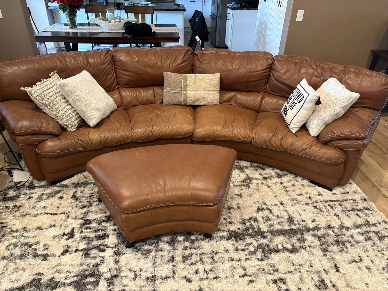 Leather Couch and Ottoman