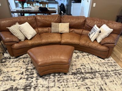 Leather Couch and Ottoman
