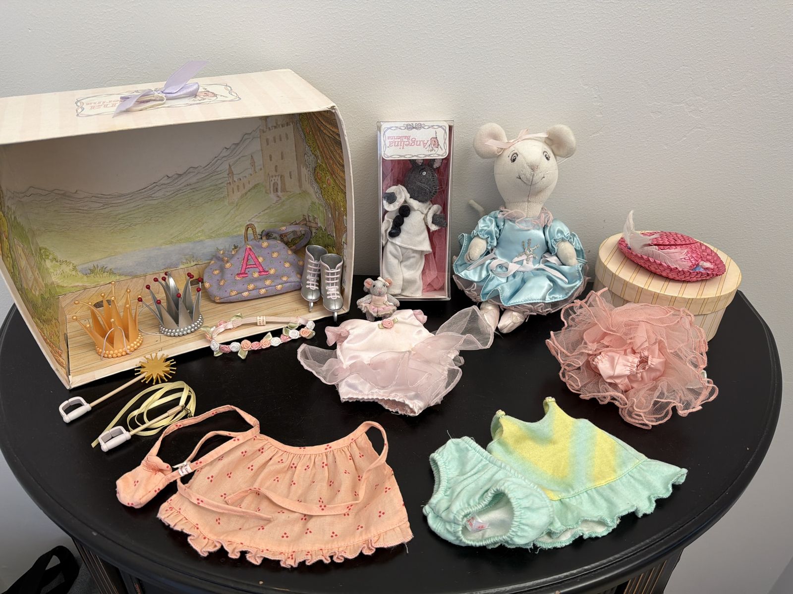 Vintage Angelina Ballerina Doll & Clothing Lot - 2 Mice, Ballet & Play Outfits, Accessories