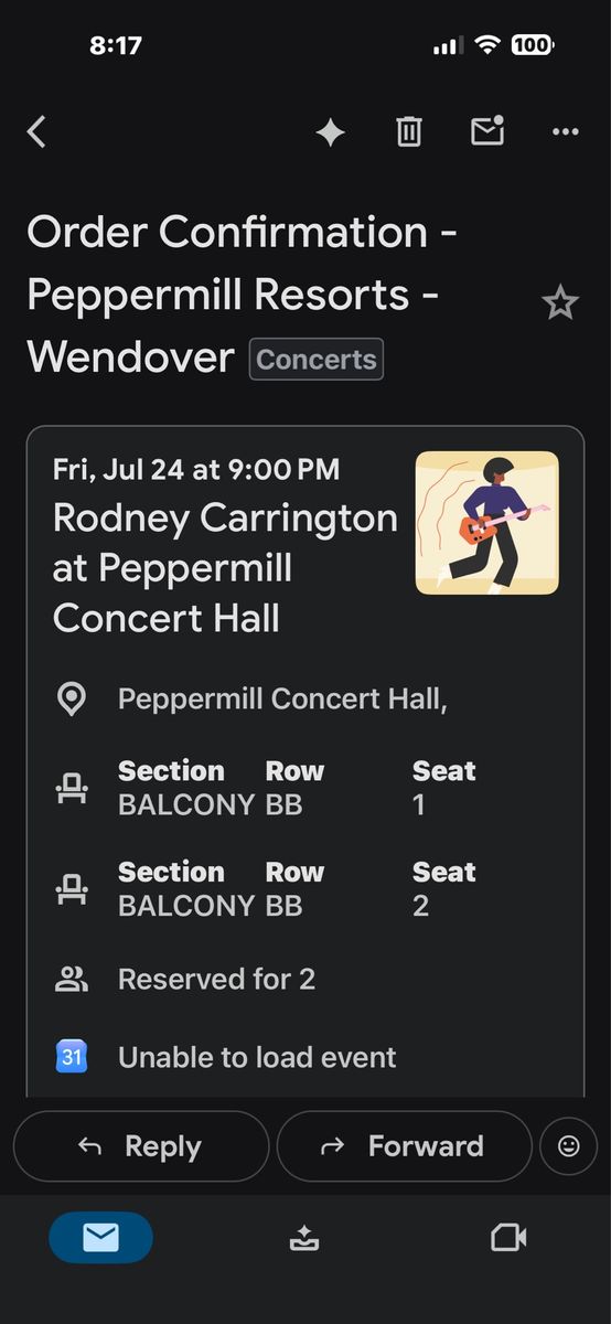 Rodney Carrington Concert Tickets - July 24th, Peppermill Concert Hall, Balcony BB, 2 Seats