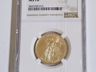 2019 $25 1/2 oz American Gold Eagle NGC MS70, AT SPOT