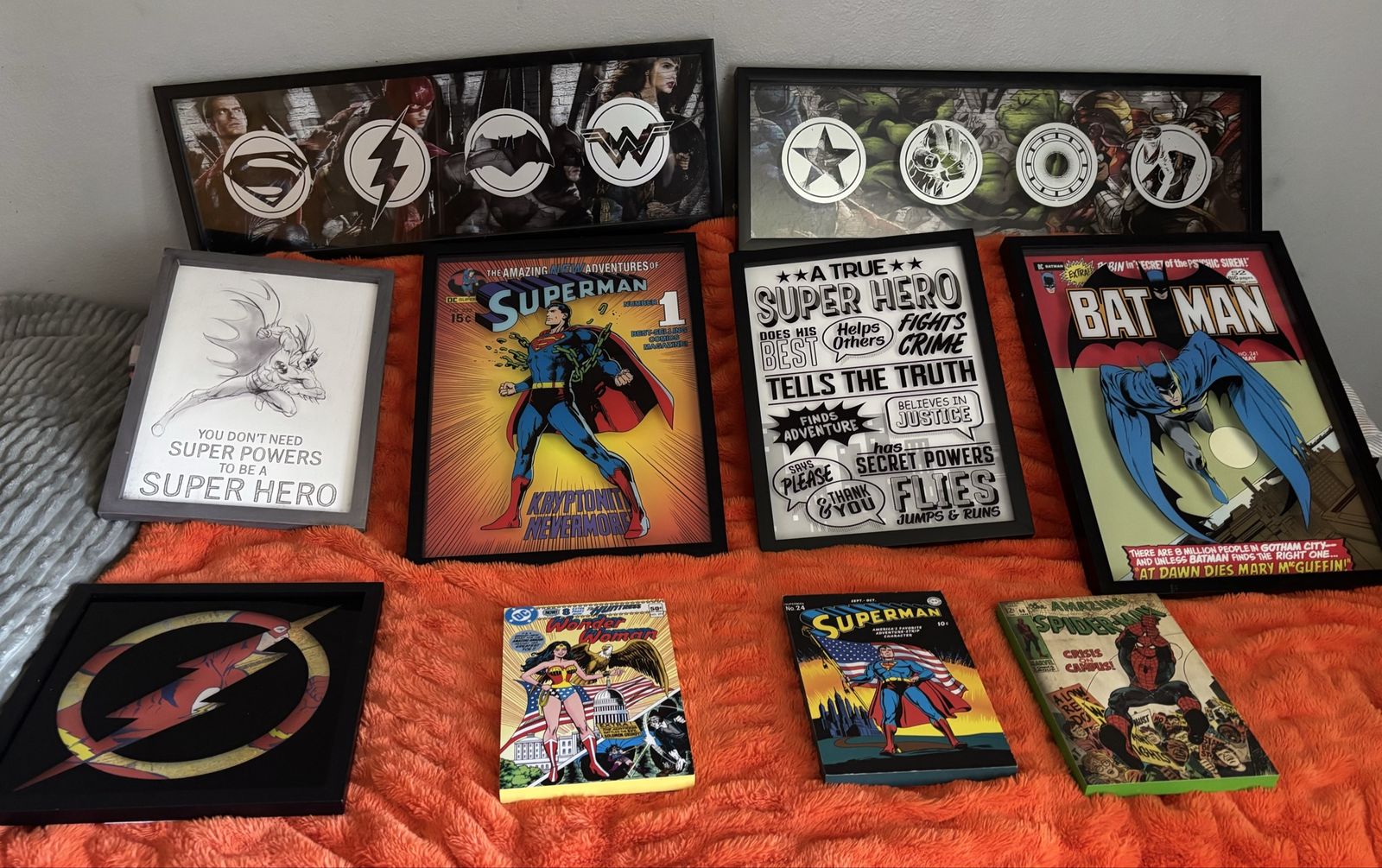 DC Comics Superman Wonder Woman Flash Batman Framed Art & Canvas Prints Comic Book Covers