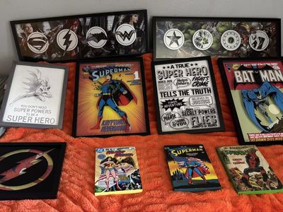 DC Comics Superman Wonder Woman Flash Batman Framed Art & Canvas Prints Comic Book Covers