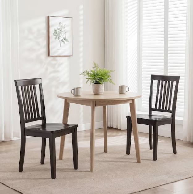 NEW! Dining Chairs Set of 2 Wood Slatted Back Solid Wood Side Chair – Dark Brown