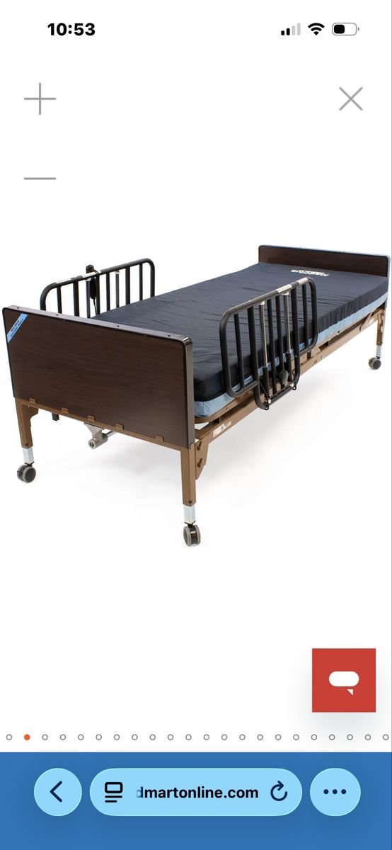 Adjustable Electric Hospital Bed Frame with Mattress & Safety Siderails