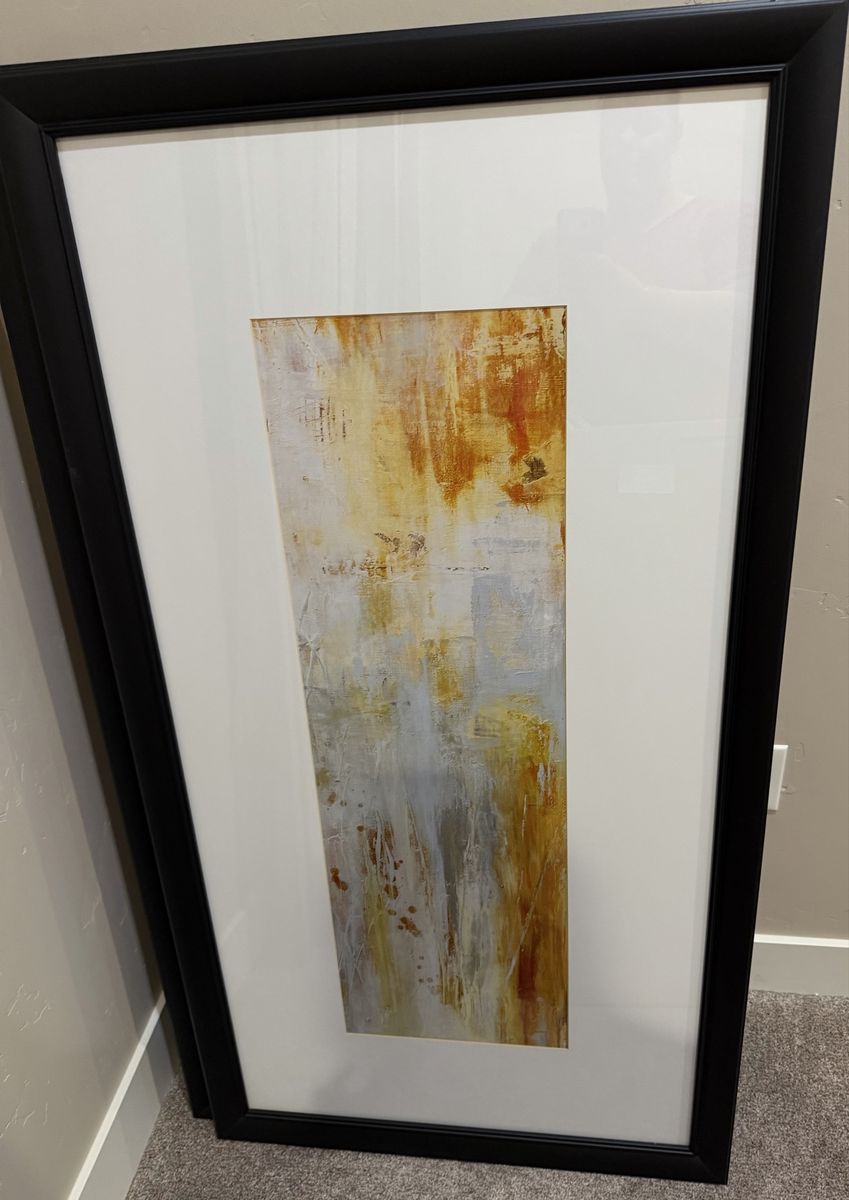 Large Framed Abstract Art Print with Black Frame and White Mat