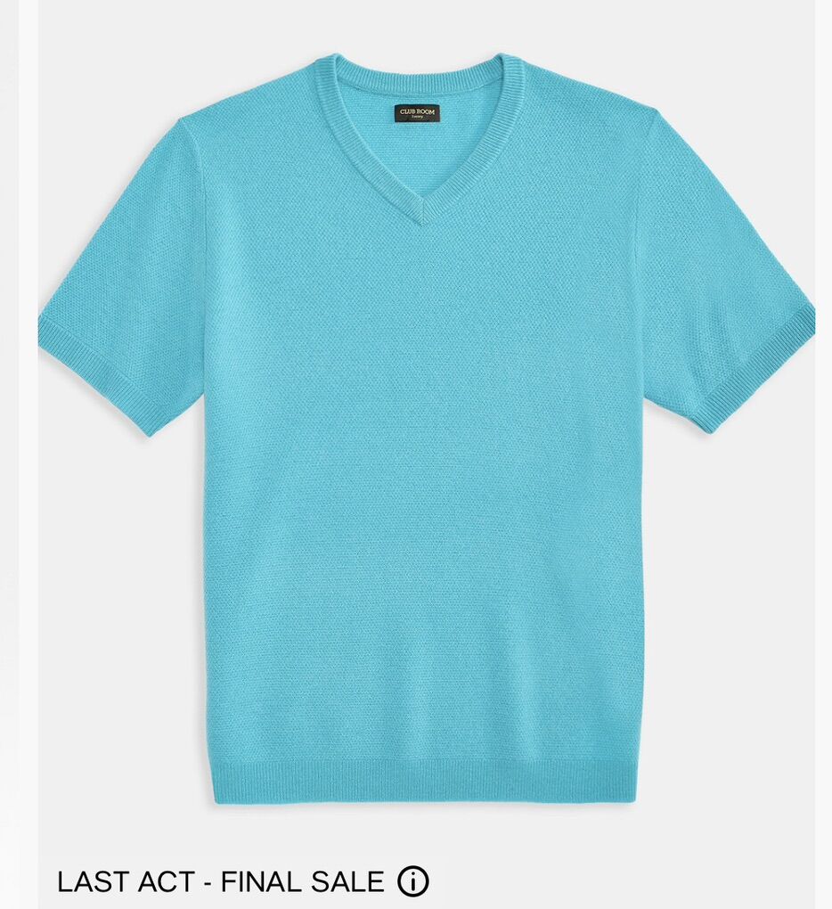 New 100% Cashmere Blue T-shirt Sweater Large Men