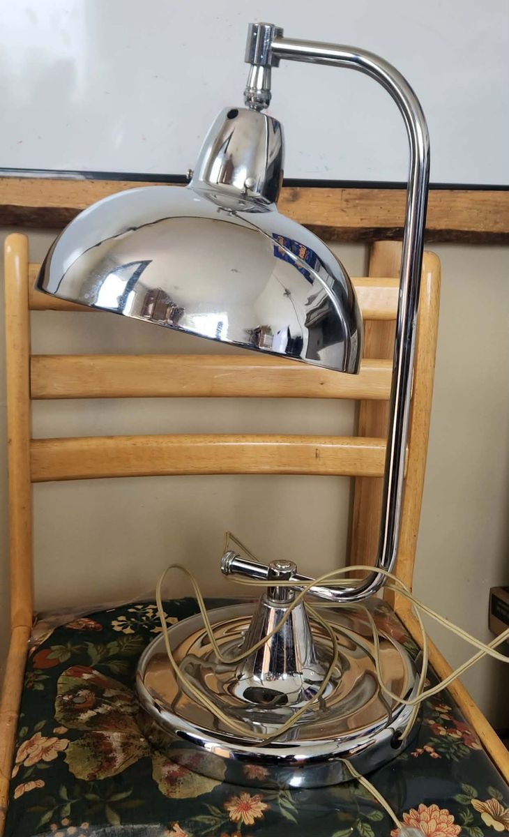 Vintage Art Deco Chrome Jeweler's Desk Lamp Apollo Electric Co.