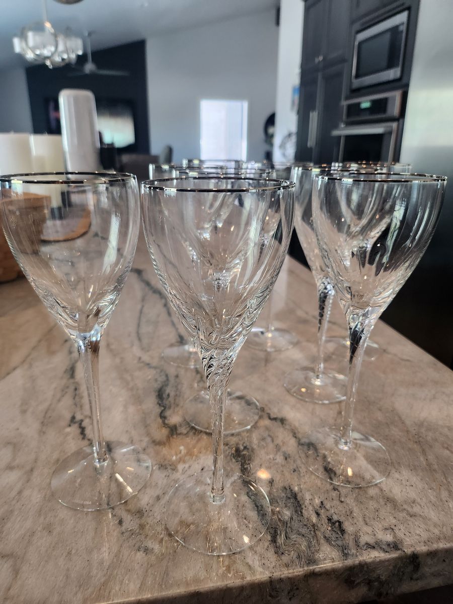 Lenox Encore Platinum crystal goblets (9)