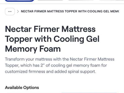 NEW Nectar King Firm Cooling Gel Memory Foam Mattress Topper – $150