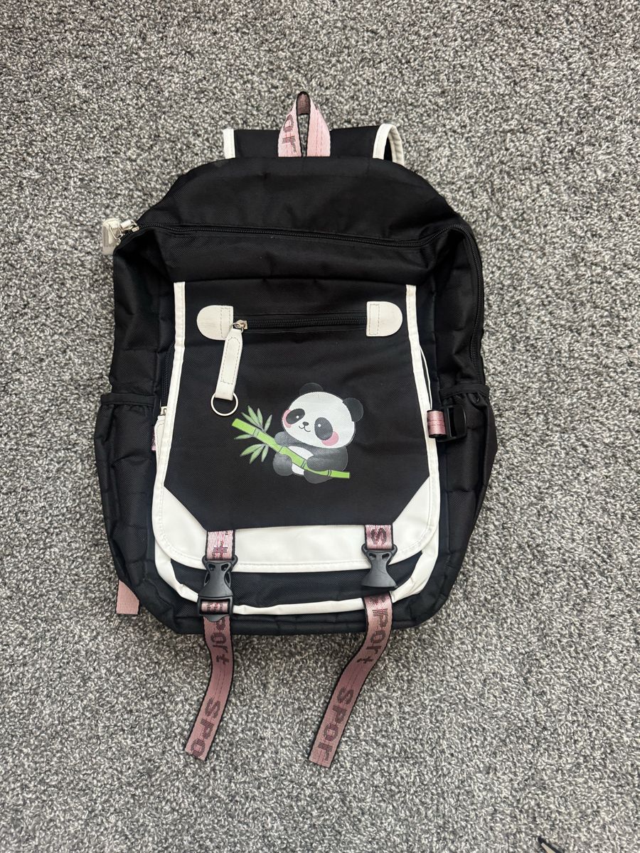 Panda Backpack Black and Pink 