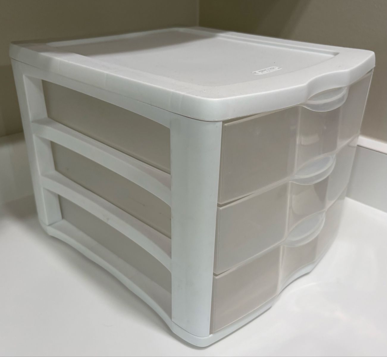 Sterilite Small 3 Drawer Countertop Storage Organizer - White/Clear Plastic Unit