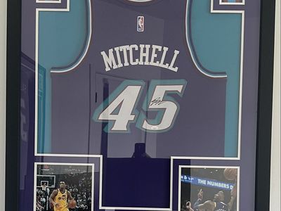 Donovan Mitchell Framed Autographed Utah Jazz City Edition Jersey - authenticated