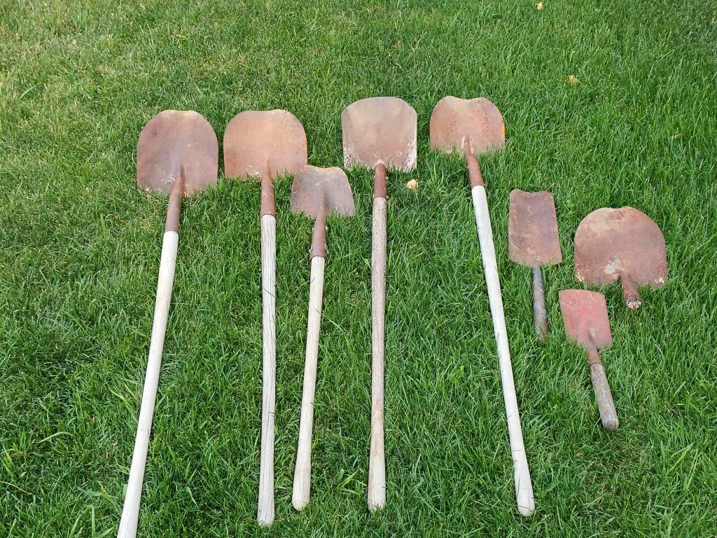 vintage shovels, rakes, hoes, weeding tools