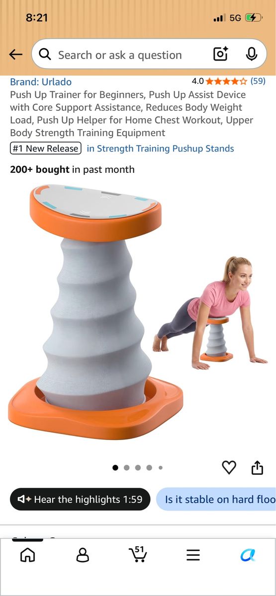 Urlado Push Up Trainer for Beginners, Assist Device with Core Support