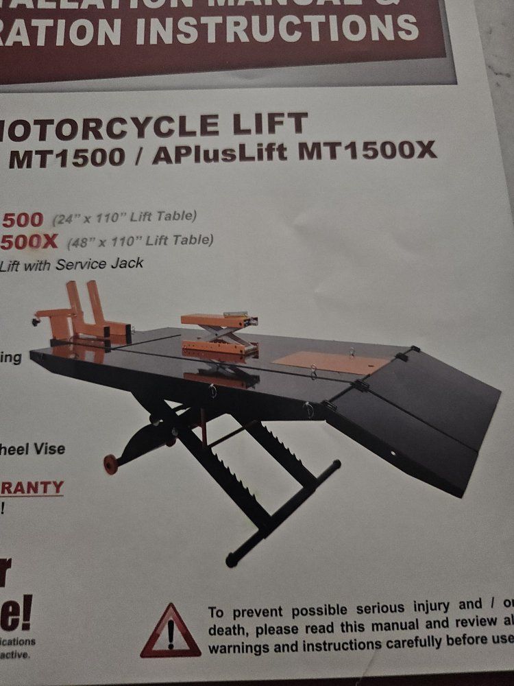 APlus 1500lb Pneumatic motorcycle lift