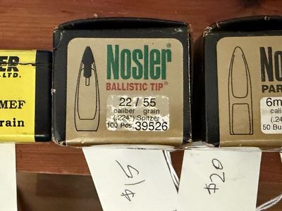 Assorted Reloading Bullets Lot - Berger, Nosler, Bullet Bob Wirthlin Benchrest (.22 Cal, 6mm)