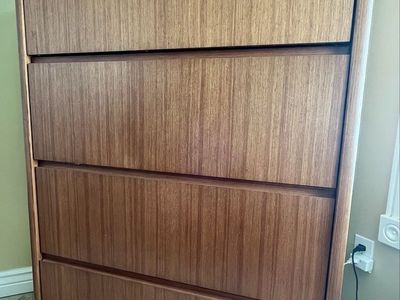 Mid-Century Modern Style Wood 4-Drawer Lateral File Cabinet / Dresser