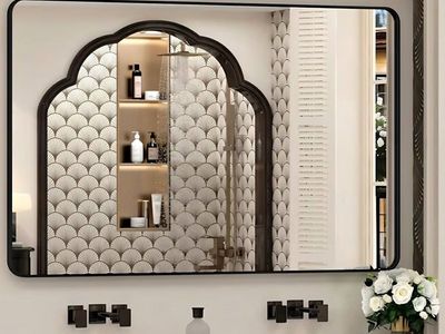 55x36 Inch Black Framed Bathroom Mirror for Wall, Large Matte Metal Framed Wall