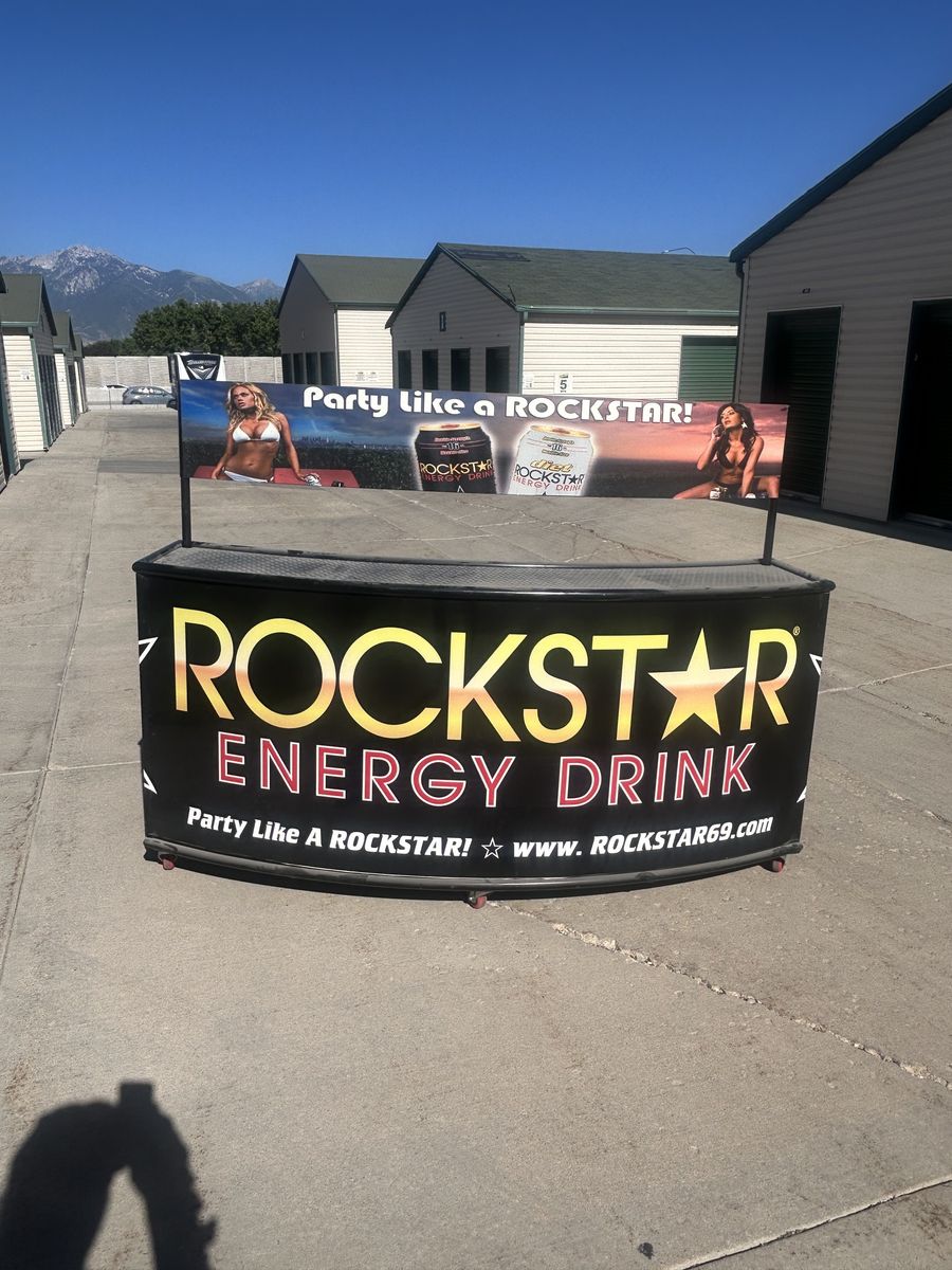 Rockstar Energy Drink Portable Bar with Sinks & Banner - Promotional Event Display
