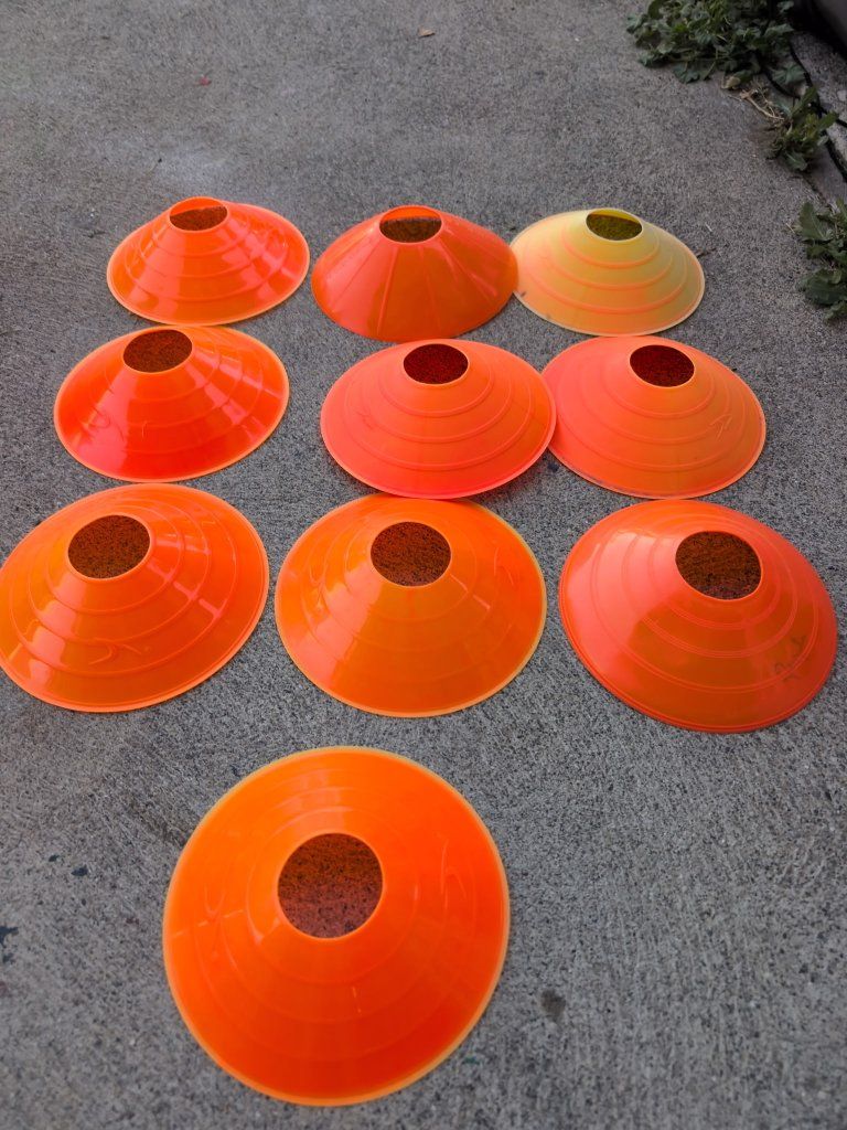 Set of 15 Orange & Faded Orange Disc Cones for Sports Training, Agility, & Field Markers