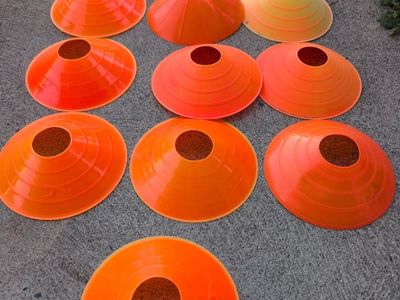 Set of 15 Orange & Faded Orange Disc Cones for Sports Training, Agility, & Field Markers