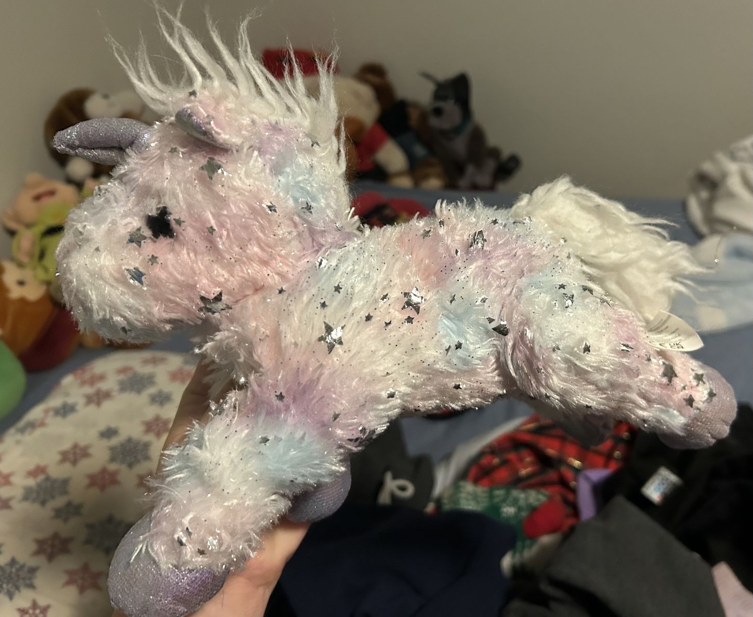 Kellytoy 10" White and purple unicorn horse plush stuffed animal with stars