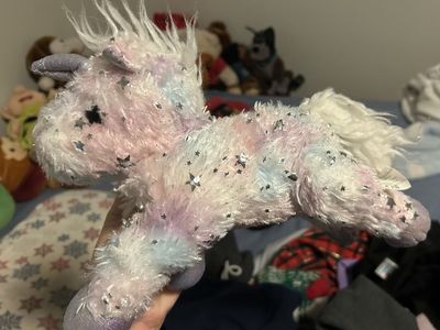 Kellytoy 10" White and purple unicorn horse plush stuffed animal with stars