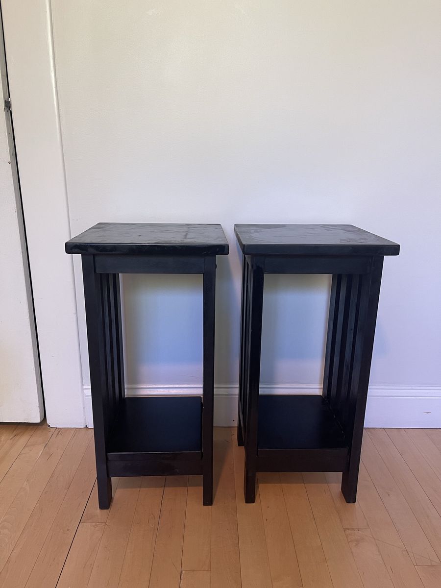 Black wooden end tables